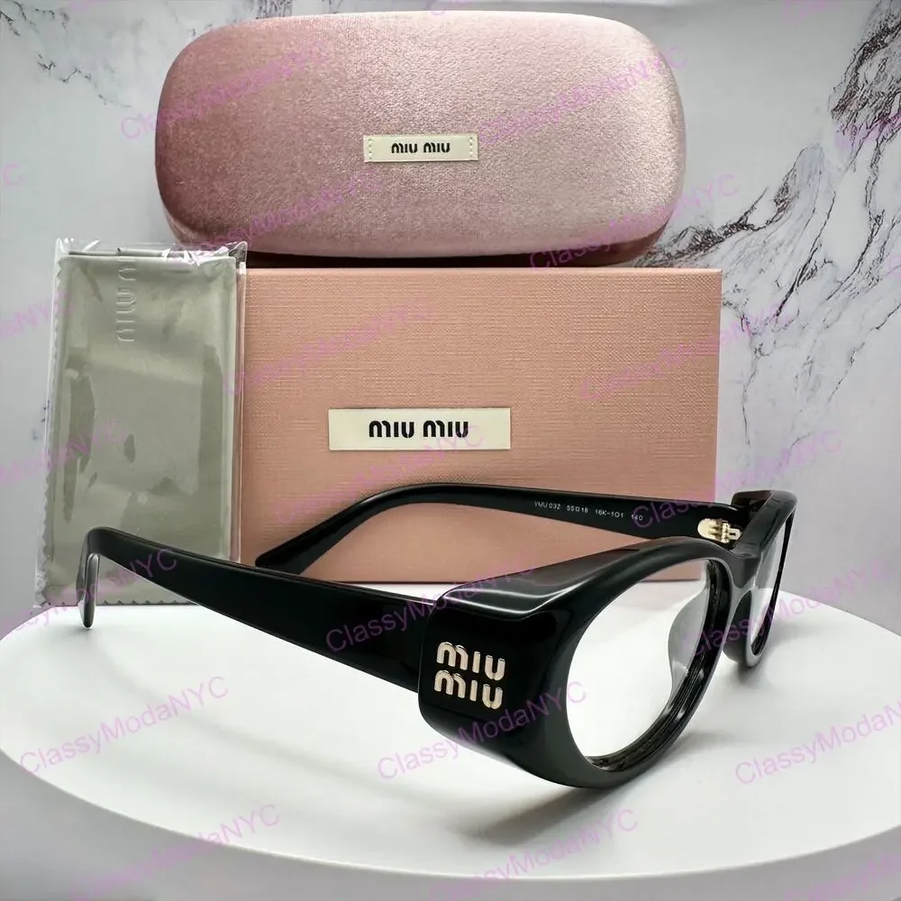 New MIU MIU Eyeglasses Black Oval Glasses 55-18mm Full Rim Rx-able
